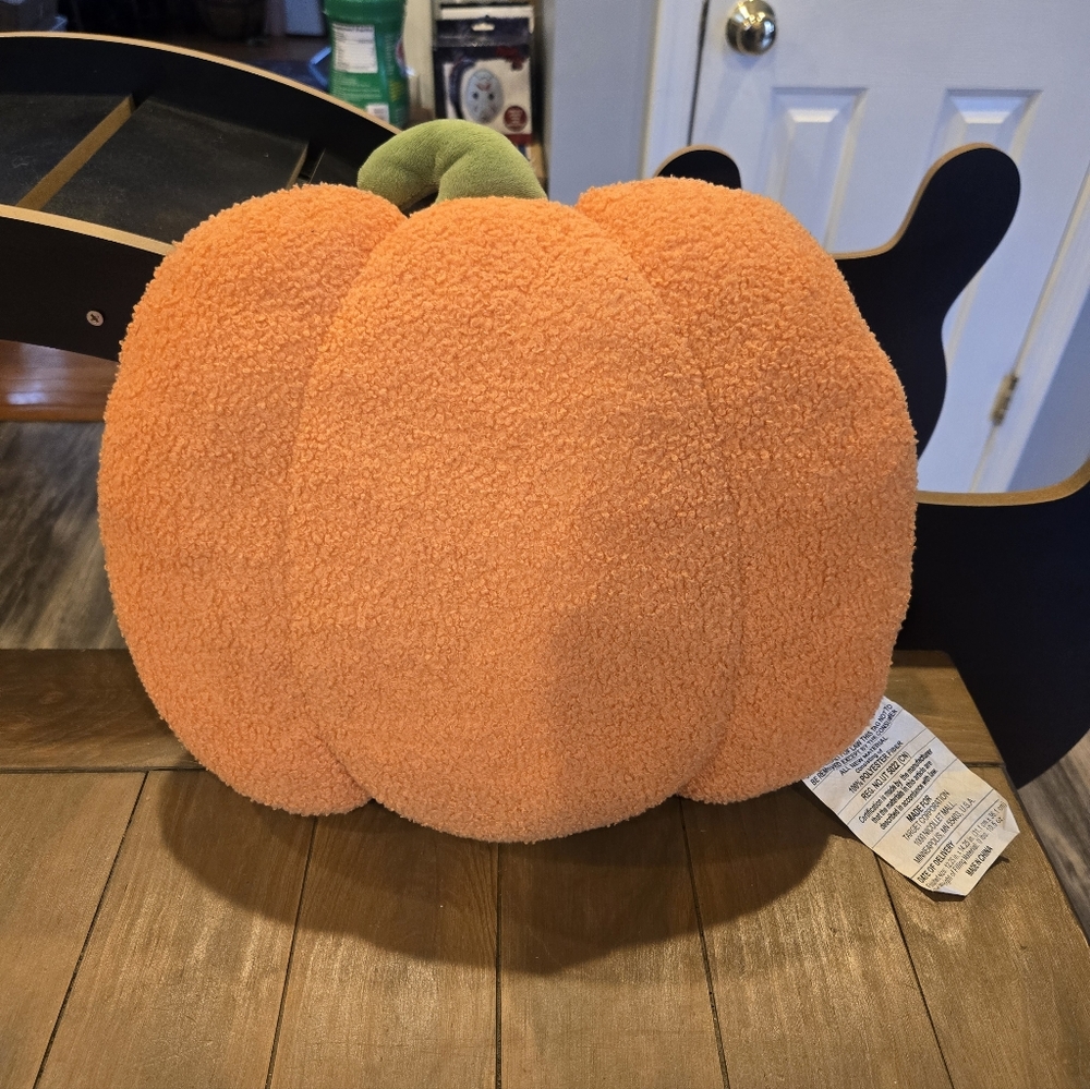 Orange Pumpkin Plush Fall Accent Pillow